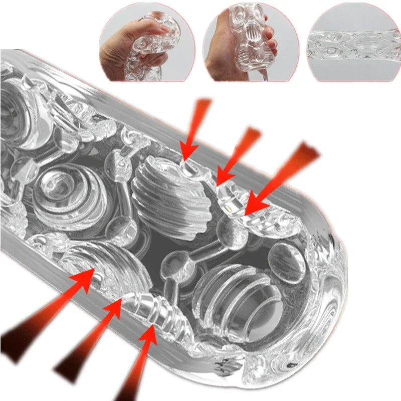 MasturMate-Dispositivo de masturbação masculina transparente Brinquedos sexuais para homens Exercício de resistência ao pênis Buceta macia
