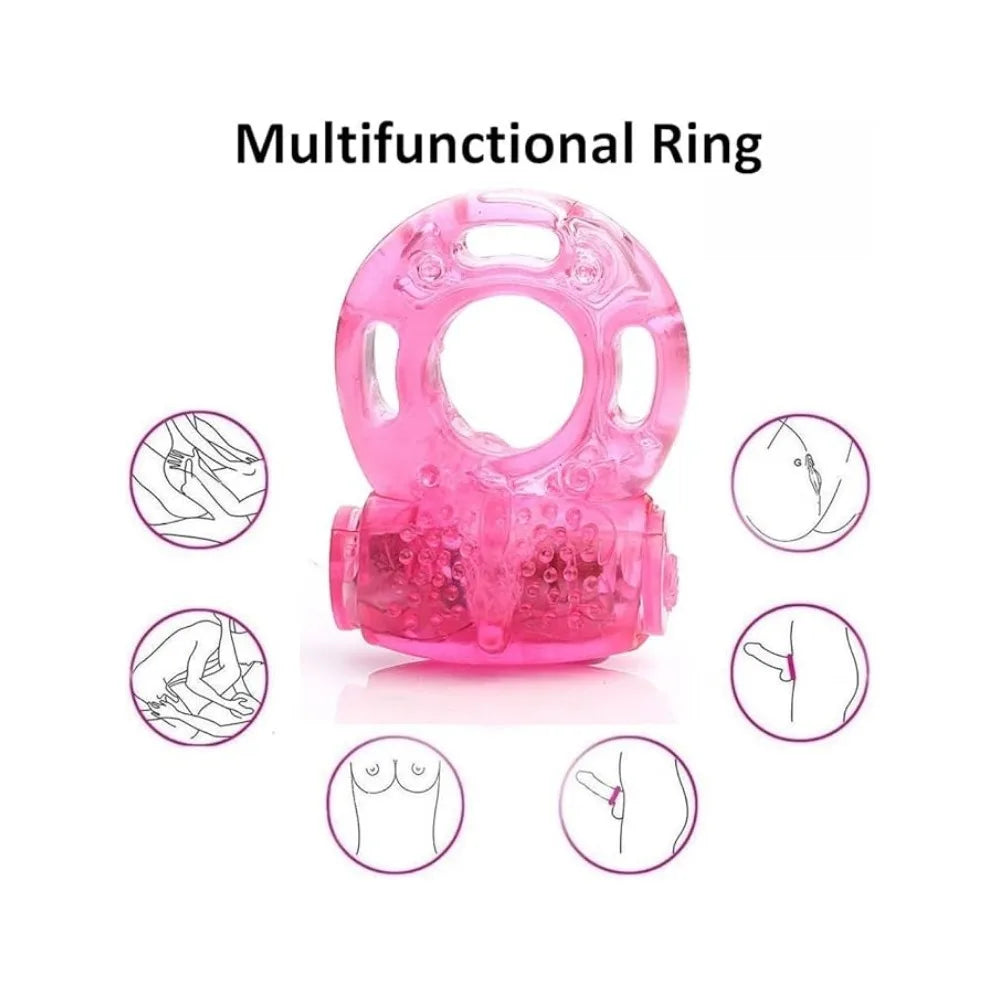 Vibrating Cock Ring Vibrator Silicone Penis Ring with Clit Stimulator Intimate Sex Toys Men